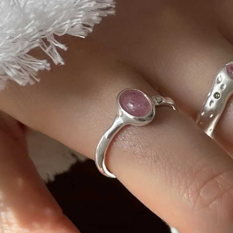 925 Sterling Rings for Women Red Stone Fashion Geometric Vintage Handmade Irregular Ring Party Gifts XJ250707