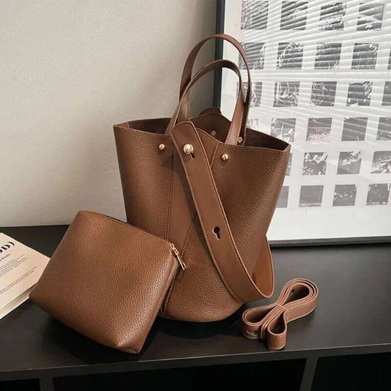 Fashion 2025 Trending Brand Designer Female Handbags Solid Bucket Bag For Women Crossbody Shoulder Bags Totes