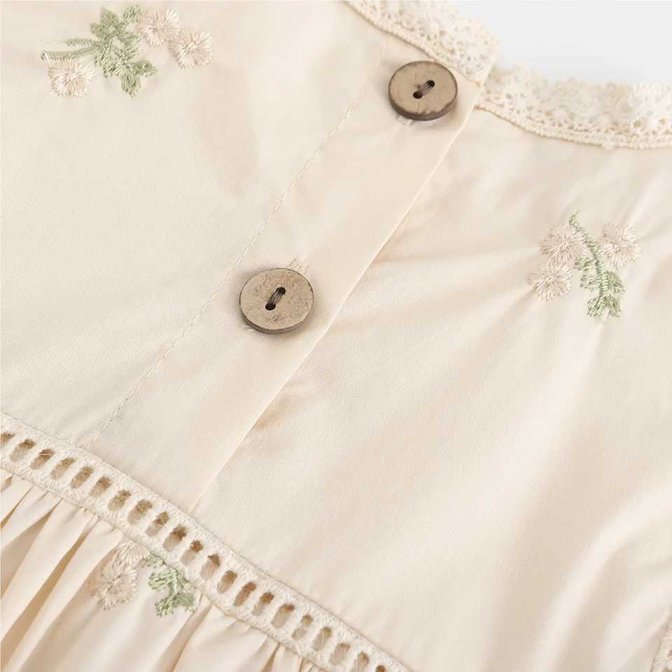 Vintage Floral Embroidery Girls Dress Casual Dresses for Girls Spring Cozy Toddler Princess Party Dress Childrens Dresses R250707