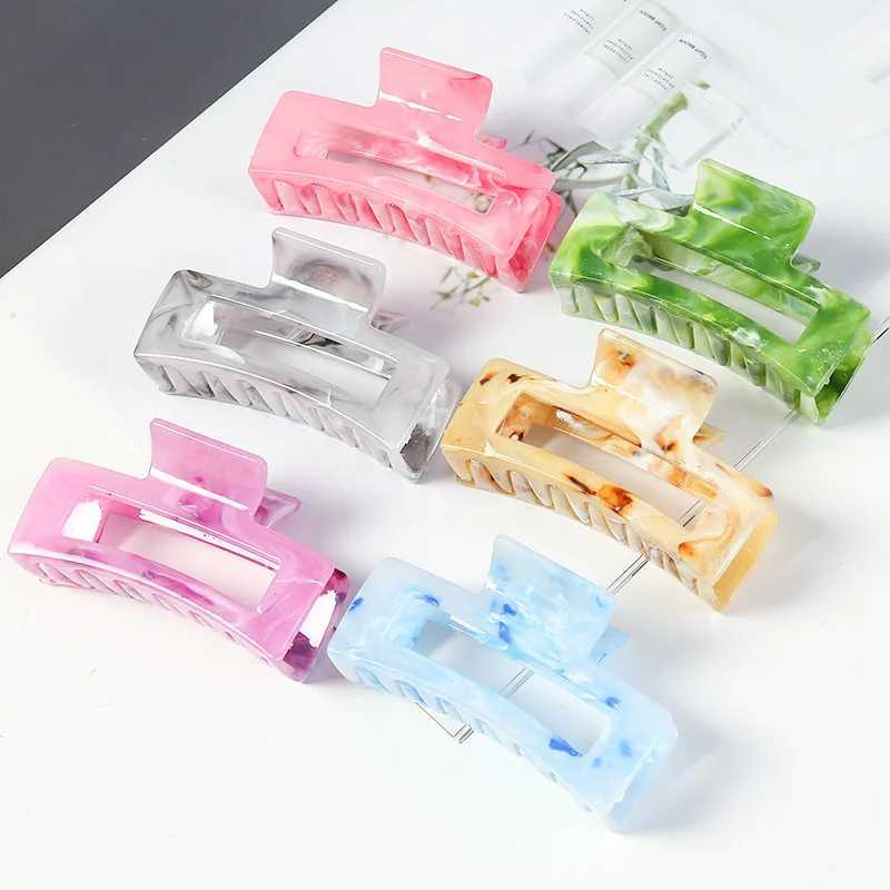 8.5cm Vintage Hair Clips Geometric Shape Hollow Out Colorful Print Women Claw Clip Girls Hair Accessories New Glossy Hair Claw Y250707