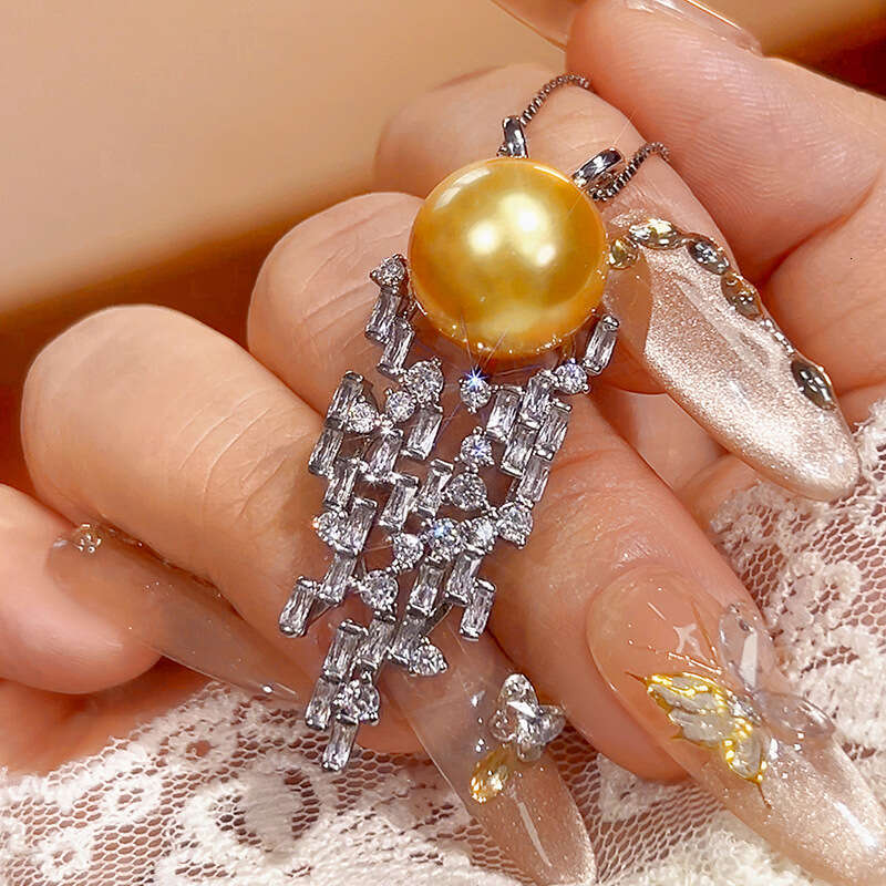 Necklace Imitation Natural South Sea Gray Elegant Australian White Pearl Versatile Fashion High-End Sense Women's Style 3C3