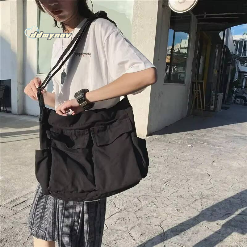 2024 y2k Women Vintage Canvas Teenager Shoulder Tote Messenger Bags Ladies Casual Handbag Crossbody Purse ddmynov