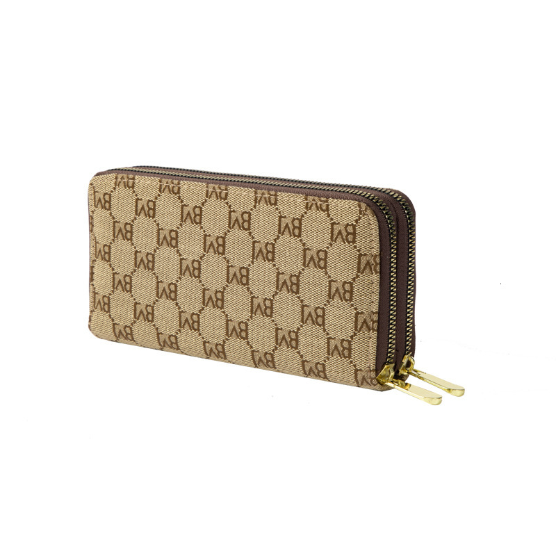 Free shipping designer Double Zipper Wallet Long Women Clutch Large Capacity European and American Trendy Fashion Simple Letter Phone Bag