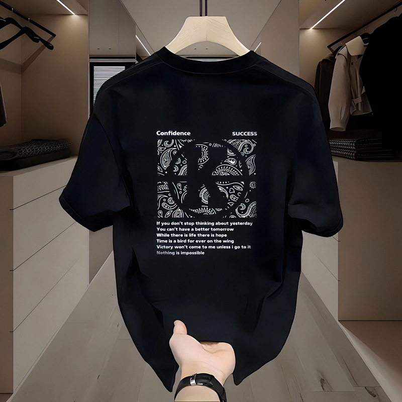 free shipping for man A trendy brand of pure cotton men's printed short-sleeved T-shirt, a new summer fashion and versatile round-neck T-shirt at