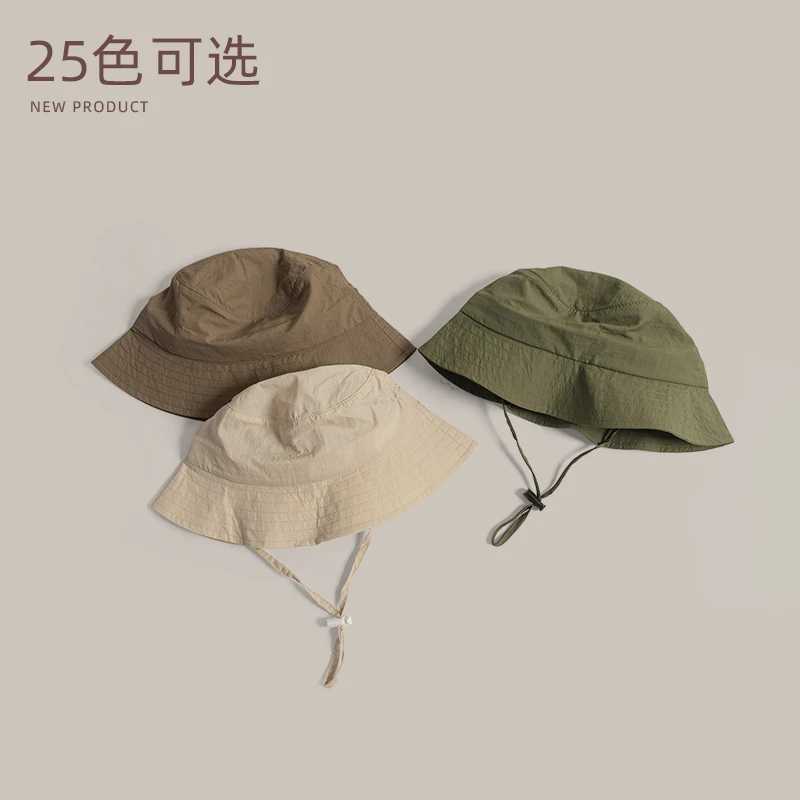 Ins Solid Color Casual Bucket Hats for Men and Women with Summer Thin Quick-drying Sun Protection Versatile Drawstring Brim Hat Y250707