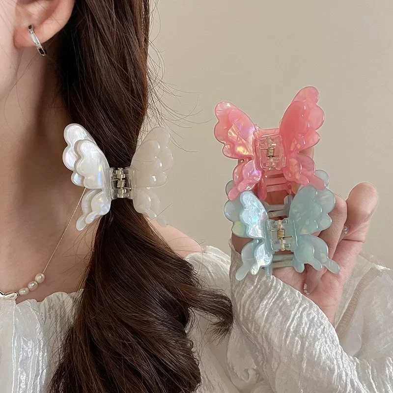 Double-Layered Butterfly Crab Barrette For Women Crab Hair Pins Accessories Anniversary Gift Ladies New Years Day Crab Clip Y250707