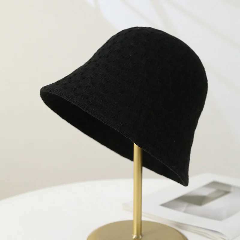 Winter Warm Bucket Hat for Women Vintage Knitting Fisherman Hat Summer Panama Caps Simple Breathable Sunshade Cap Y250707