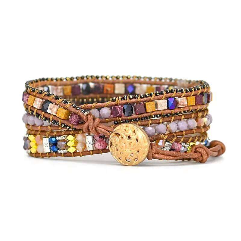 Fashion Bohemian Emperor Irregular Natural Unique Mixed Color Stone Friendship Charm Bracelet