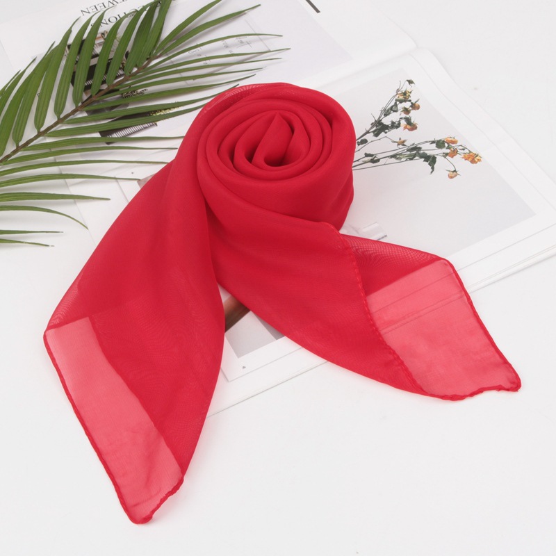 K1279Solid color chiffon square scarf versatile neck scarf solid color square scarf dance scarf