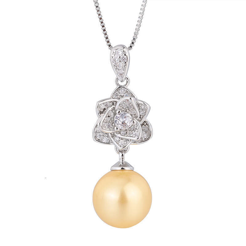 Camellia Set 12Mm Necklace New Inlaid Gray Shell Pearl Stud Earrings For Women Fashion 327