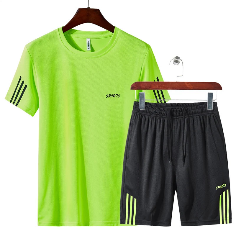Summer style running sportswear set - fitness quick-drying sport short-sleeved five-pocket shorts sportswear set 250707
