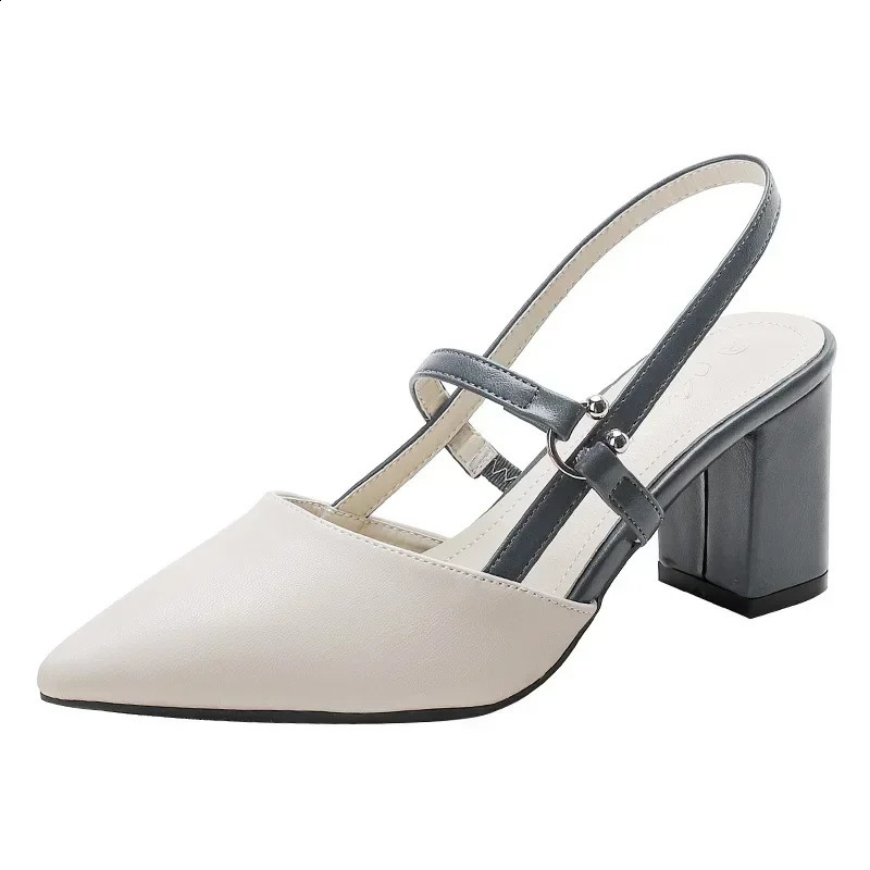 Shoes for Pumps Summer Elegant y High Heels Pointed Toe Baotou Solid Ladies Female Sandals Zapatillas Mujer 2024 250703
