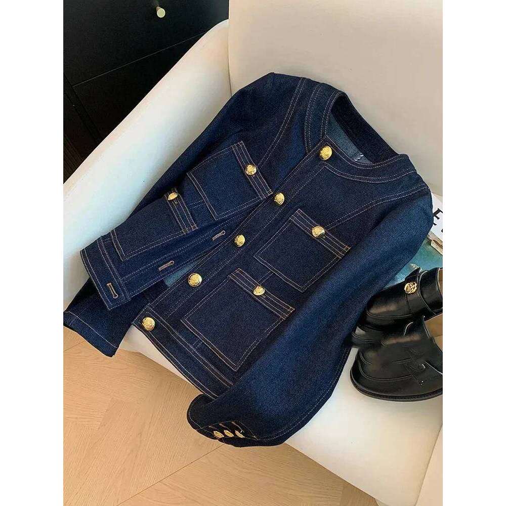 Syiwidii Blue Denim Jacket Women Autumn Classic Style Short Coat New Korean Fashion Pockets O-Neck Female Loose Jackets