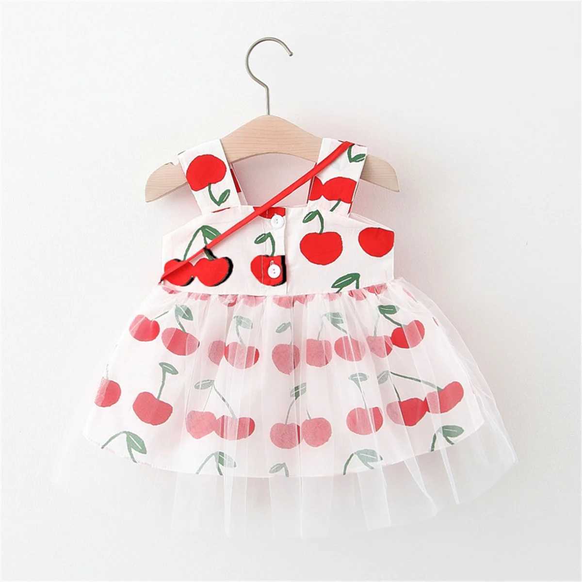 2-piece Summer Baby Girl Mesh Princess Party Birthday Dress and Bag Printed Suspender Sleeveless Fairy Clothes R250707