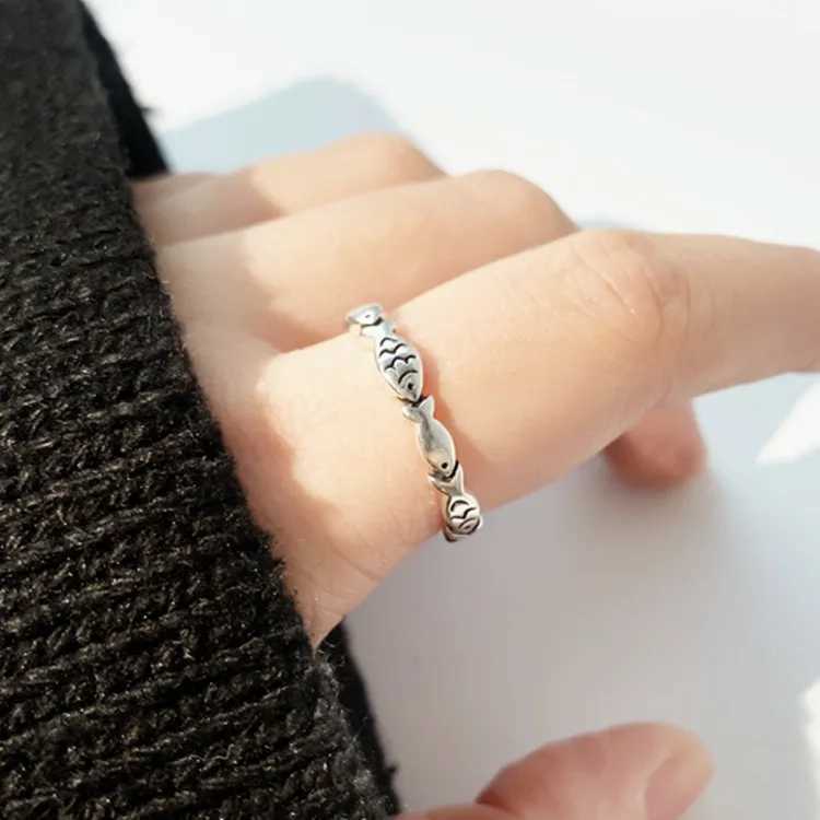 925 Sterling Silver Fish Adjustable Rings For Women Wedding Luxury Jewelry Wholesale Everything Money 925 XJ250707