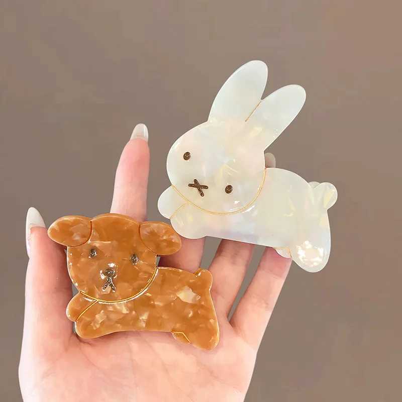 Refreshing World Rabbit Hair Claw Cute Bunny Dog Ins Style Acetate Strong Hair Claw Clips Hair Accessories for Women Girls Z250707