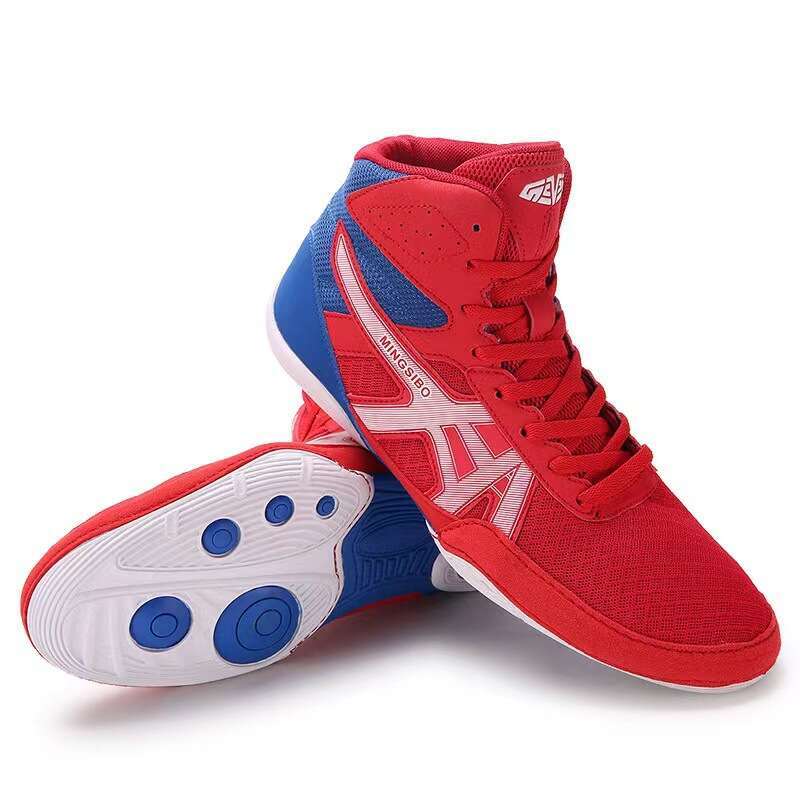 Men's High Top Wrestling Shoes Non Slip Professional for Sanda Squats Martial Arts & Boxing Competitions