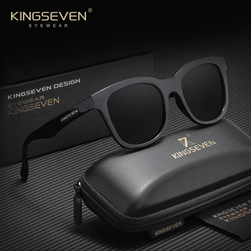 Kingseven Classical Fashion Male Sunglasses Travel Driving Men Women Polarized UV400 Round Frame Trendy Cat Eye Matte Eyeglasses 250707