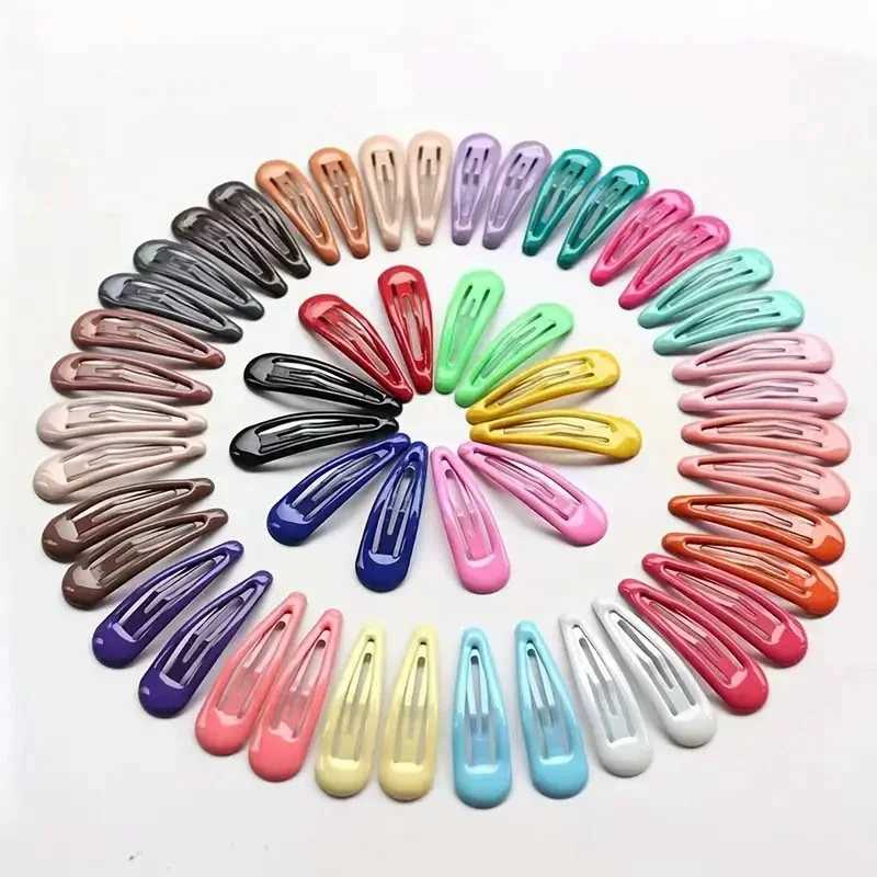 10/50Pcs Snap Hair Clips Candy Color Glossy 5cm/2in No Slip Metal Hair Pins Clips Barrettes Accessories for Baby Girls Hairpins Y250707