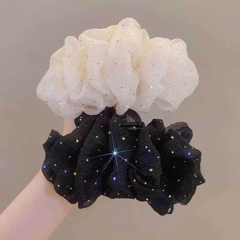 Seersucker Hair Claw for women Fabric Shiny Hair Bow Polka Dot Luxury Hair Accessories Big Bow Hairpin Z250707