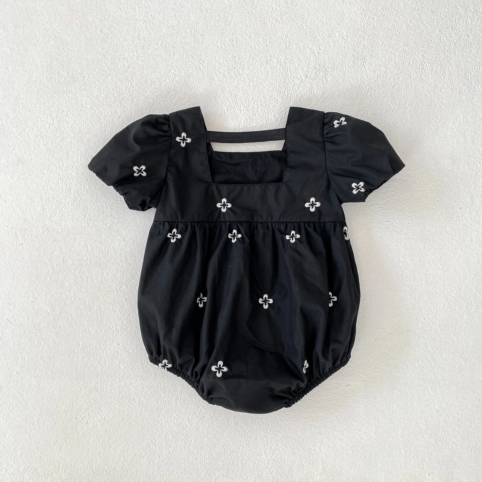 0-24M Baby Girl Clothing Cotton Summer born Baby Girl Romper Black Embroidered Flowers Cotton Toddler Baby Girls Jumpsuit 250707