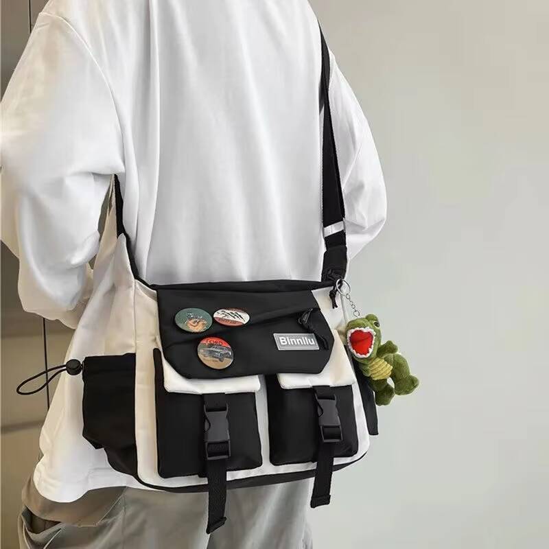 Japanese Simple Messenger Bag Student Nylon Waterproof Canvas Handbag Shoulder Crossbody Bags for Women Men Satchels Bolsas ddmynov