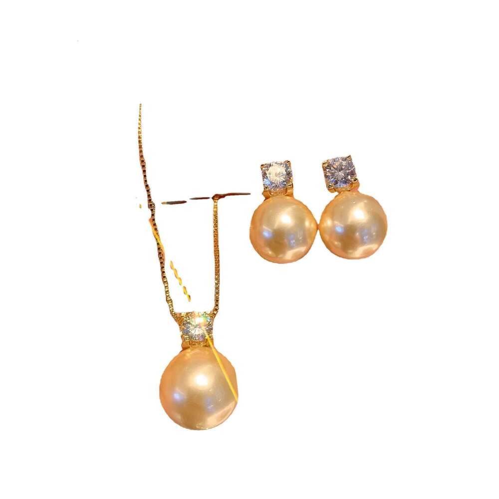 Huayoumei Jewelry Minimalist Style Pearl Necklace Tiktok Live Australian Mother-Of-Pearl Pendant Earrings Adc