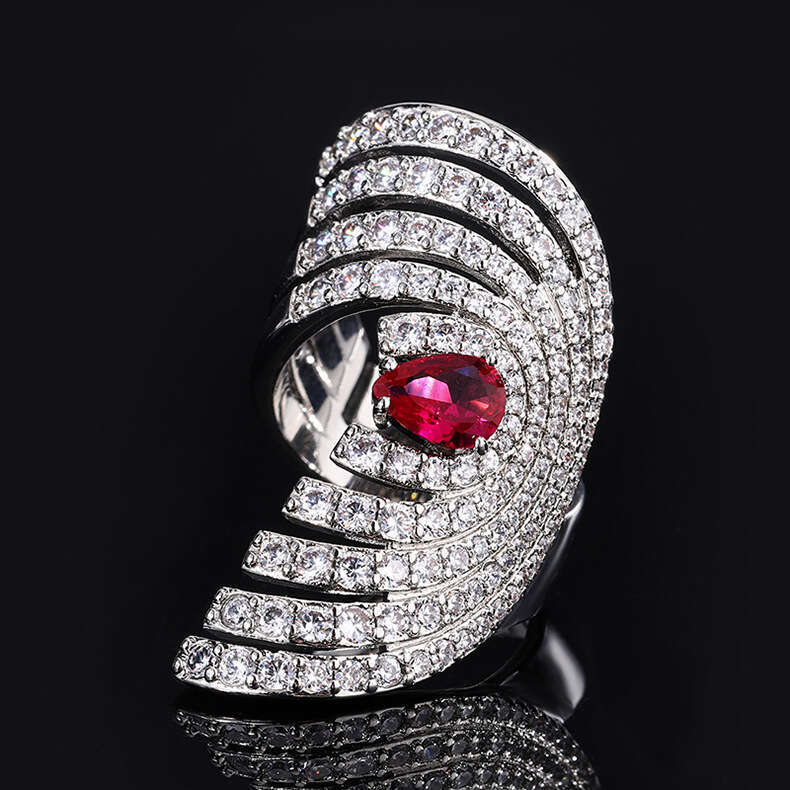 Hua Youmei Jewelry Exaggerated Crystal Open Demon Eye Luxurious Evening Party Index Finger Ring B72