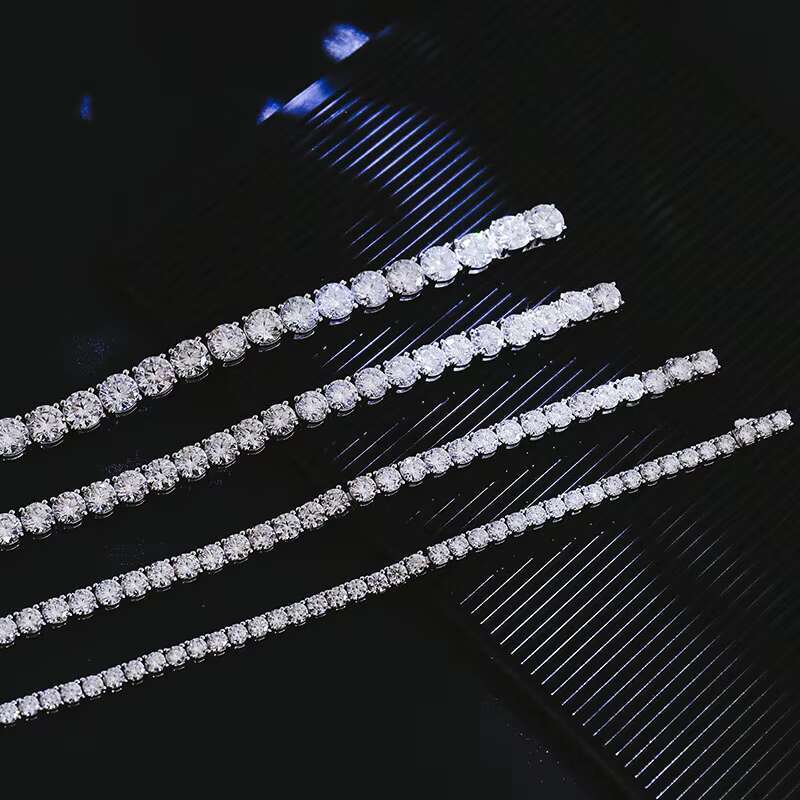 Lowest price hand inlay 3mm 4mm 5mm 6mm tennis moissanite vvs1 necklace sterling silver tennis chain for men and women daily wear