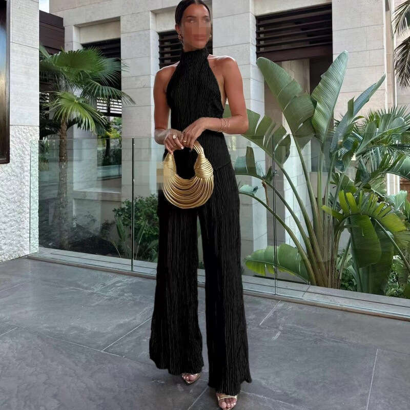 Fashion Women's Irregular Top Casual Wide-Leg Elegant Sexy Long Pants Set For Women B5