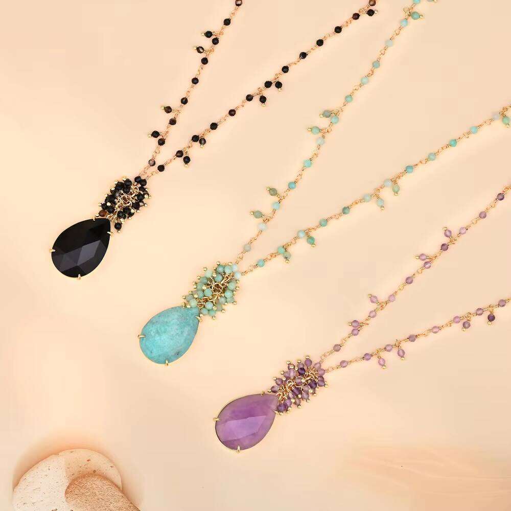 Fashion Simple Style Natural Bohemian Elegant Agate Stone Amethyst Necklace Out of Stock