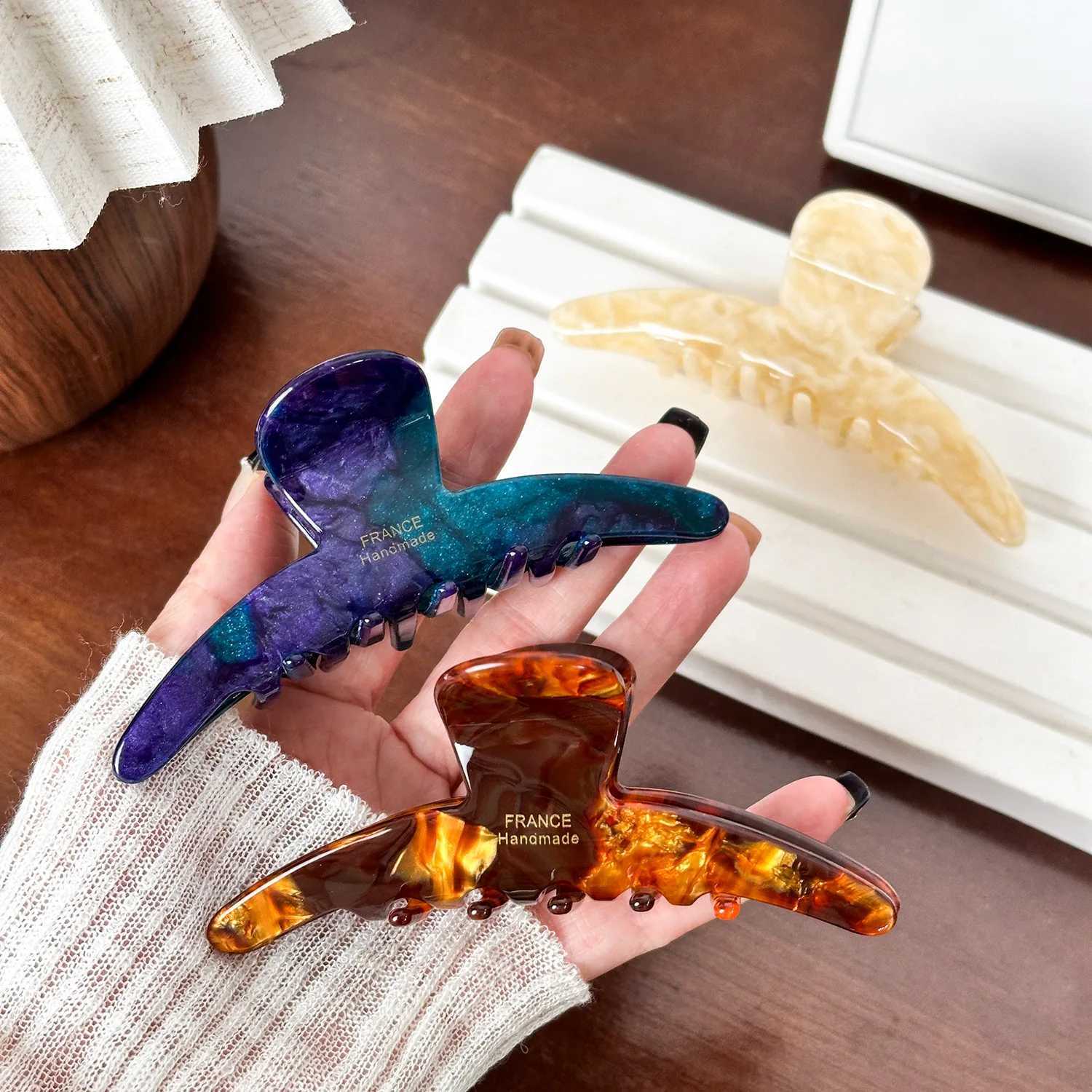 1pc Elegant temperament grab clip high-end feeling FRANCE gold standard large shark clip half zip clip hair clip Y250707