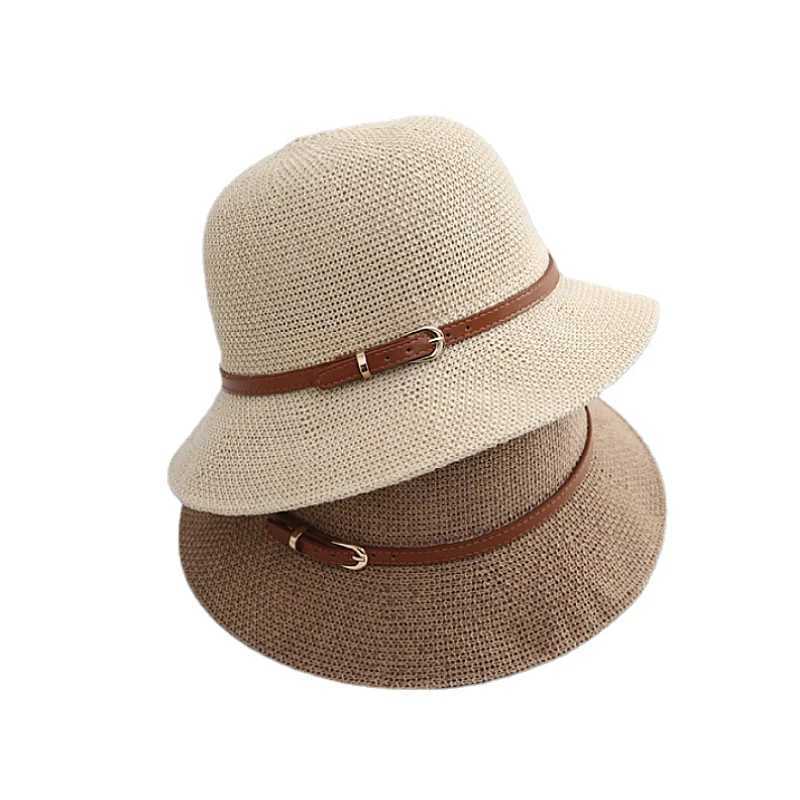 New Fashion Summer Cotton Large Bucket Hat For Women Solid Sun Hats With Belt Female Lady Outdoor Fisherman Hat Bonnet Cap Y250707