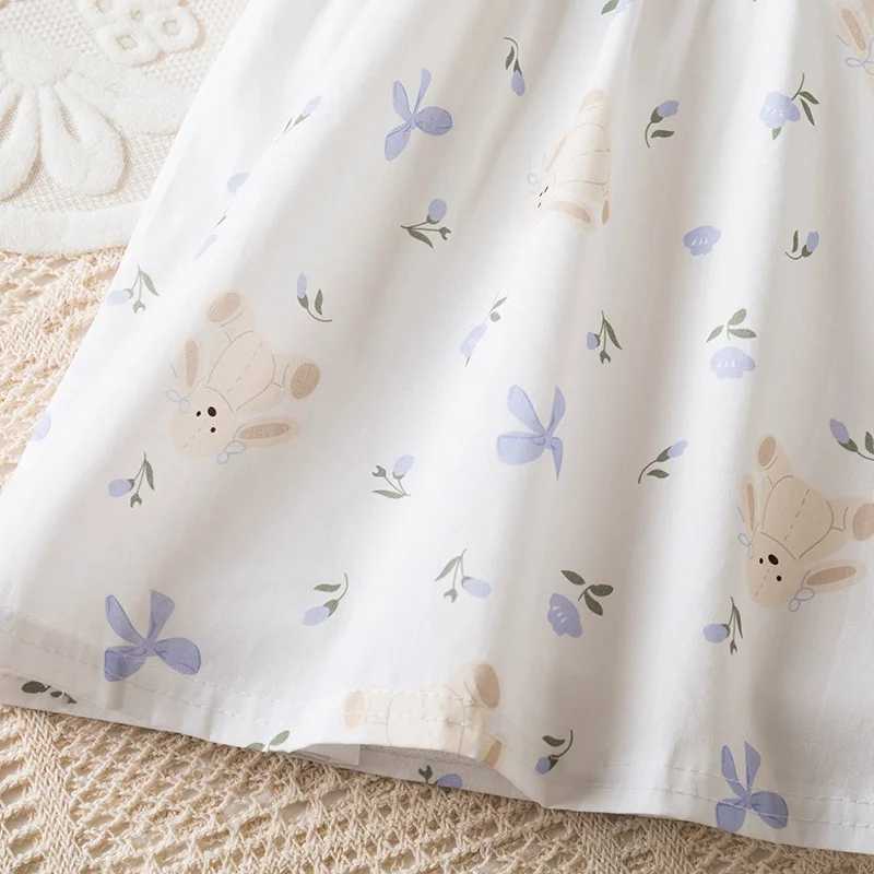 Baby Girl Summer Dress Full Print Flower Bow Short Sleeve Girl Dress Cute Cotton Bubble Sleeve Girl Princess Dress Baby Clothing R250707