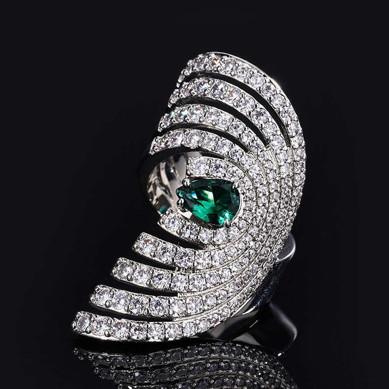 Hua Youmei Jewelry Exaggerated Crystal Open Demon Eye Luxurious Evening Party Index Finger Ring B72