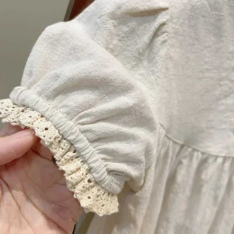 HoneyCherry Summer Girls Cotton Embroidery Dress New Cute Sweet Bubble Sleeve Princess Dresses Girl Clothes R250707