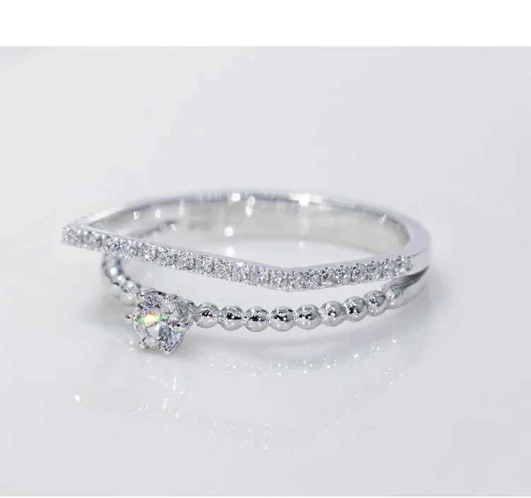 925 Sterling Silver Womens Simple Double Ring Stackable Fashion Jewelry Bridal Set Wedding Engagement Ring Accessories XJ250707