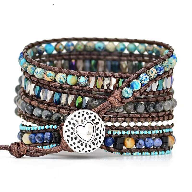 Natural Stone Bead Bracelet Bohemian Strap 20mm Compatible with Samsung Active 2/Galaxy Watch 3 41mm 45mm