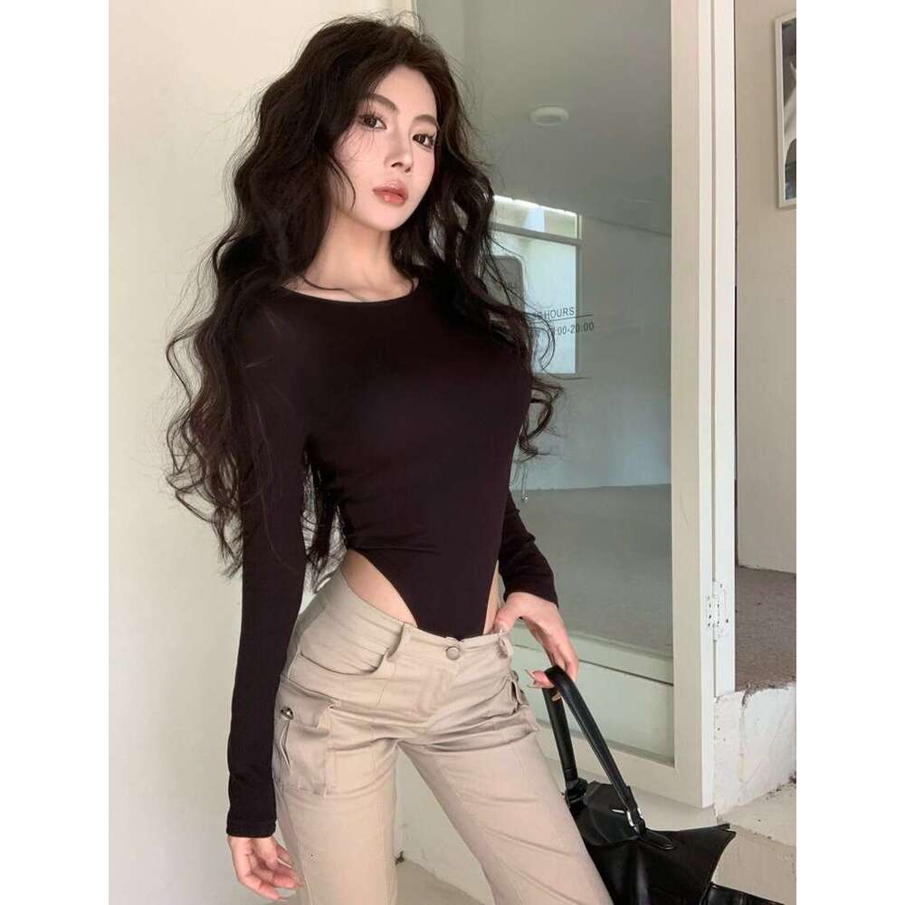 Autumn Winter New Slim Fit Brushed Cotton Round Neck Long Sleeve Inner T-Shirt Women's Bodysuit Base Shirt Top B5