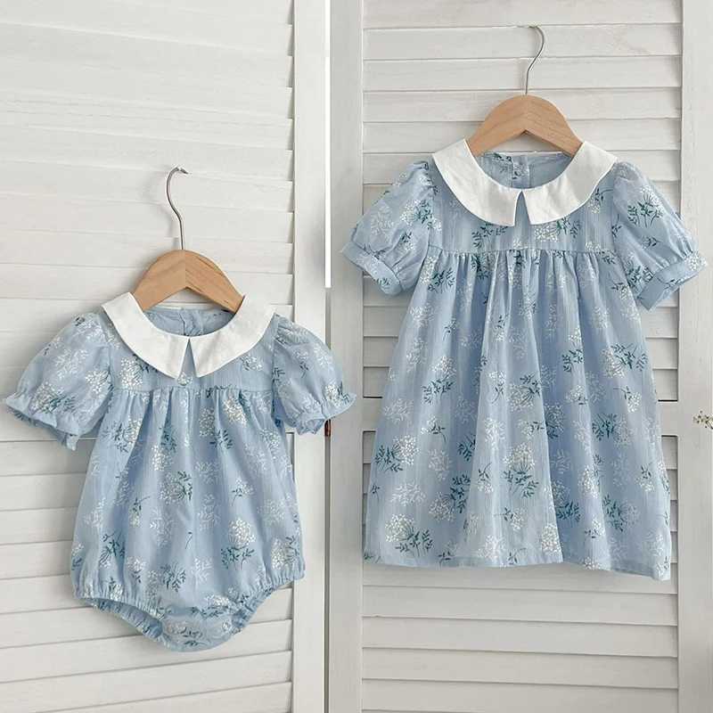 Matching Sisters Outfit Sisters Baby Girls Clothes Girls Dress Kids Summer New Short Sleeve Floral Baby Romper Princess Dress R250707