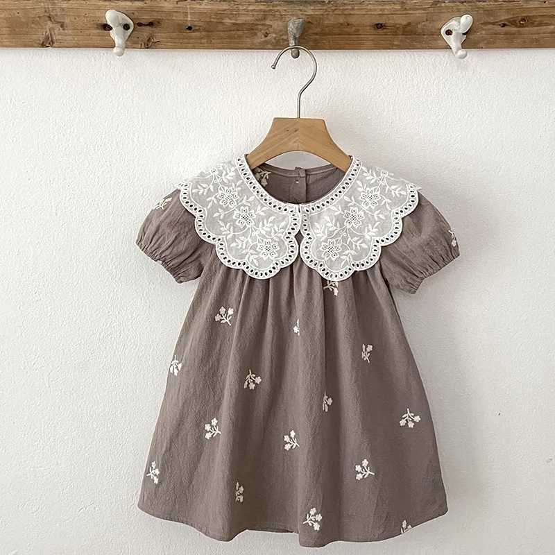 Girls Dresses Childrens Baby Casual Cotton Bubble Sleeves Ventilate Summer Princess Outdoors Baby Girls Embroider Summer Dress R250707