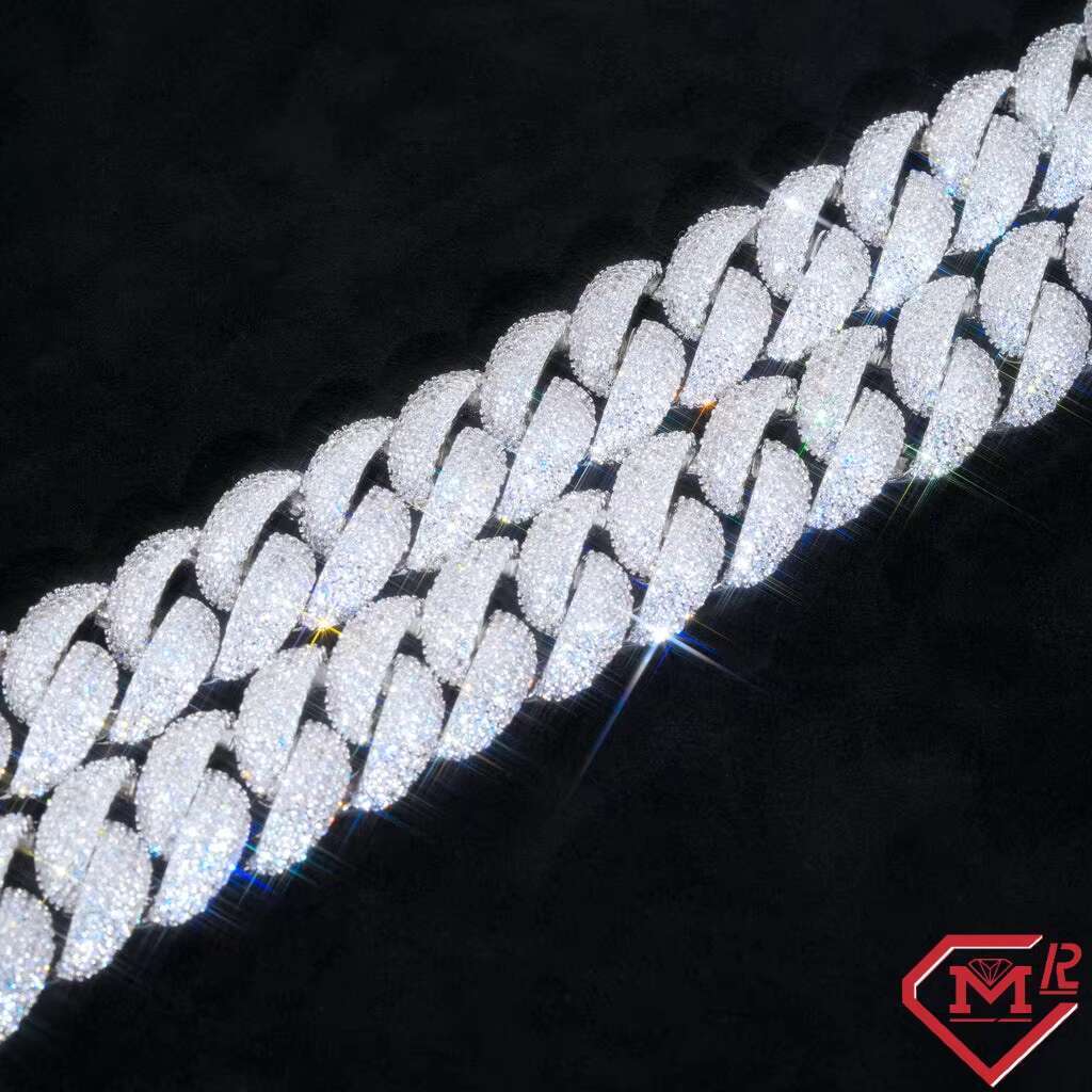 Cuban Link Chain 925 Silver Two Tone Miami 12mm 14mm 16mm Hiphop Vvs Iced Out Moissanite Cuban Chain