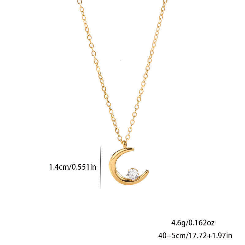 DHcollections Minimalist Elegant Moon Titanium Steel Necklace for Women Versatile Niche Design Gold Clavicle Chain Internet Celebrity Jewelry
