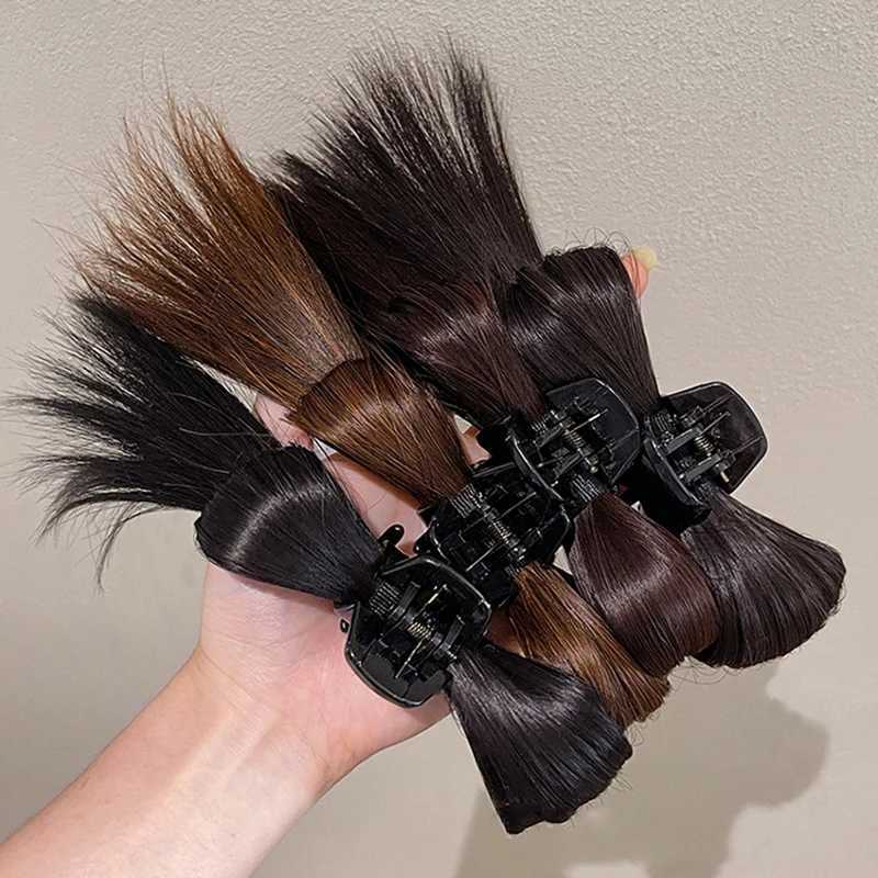 Women Half-tie Hair Claw Feather Shuttlecock Head Lazy Meatball Head Crab Clip Wig Catch Clip High Ponytail Hair Accessories Z250707