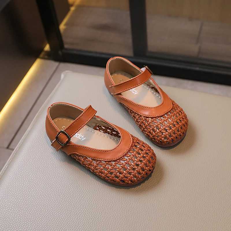 2024 Summer New Girls Shoes Childrens Sandals Non-slip Soft Sole Knitted Comfortable and Breathable Princess Shoes R250707