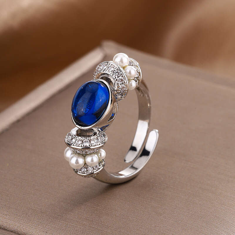 Autumn Winter New Jewelry Ring Colorful Red Zircon Pearl Design Fashion Commuting Versatile Light Luxury Women's Accessories 316