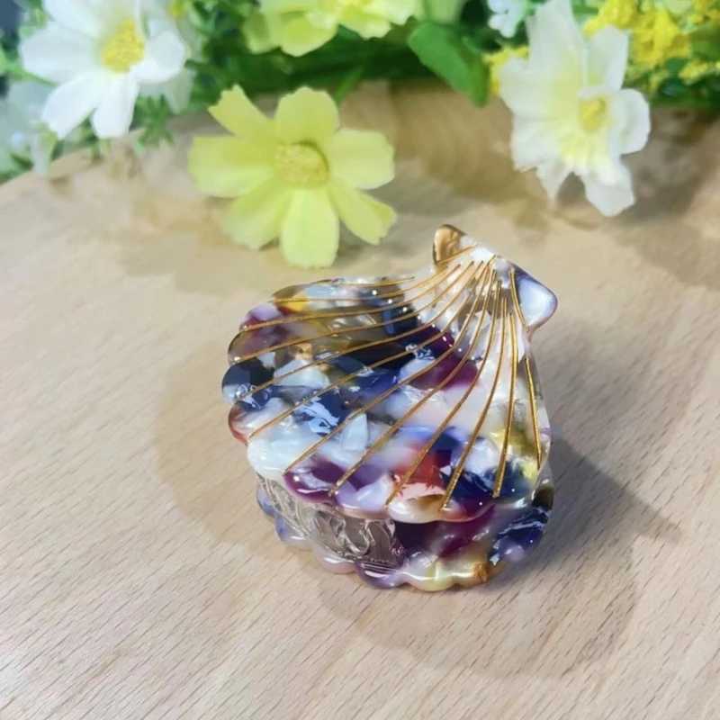 1 Pcs Vintage Style Women Plate Hair Clips Shell Shape Simple Multi-color Acetate Bobby Pins Y250707