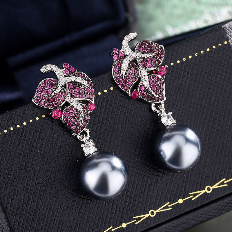 Jewelry New Set White Gray Pearl Earrings Necklace Pendant Fashion Accessories For Women 487