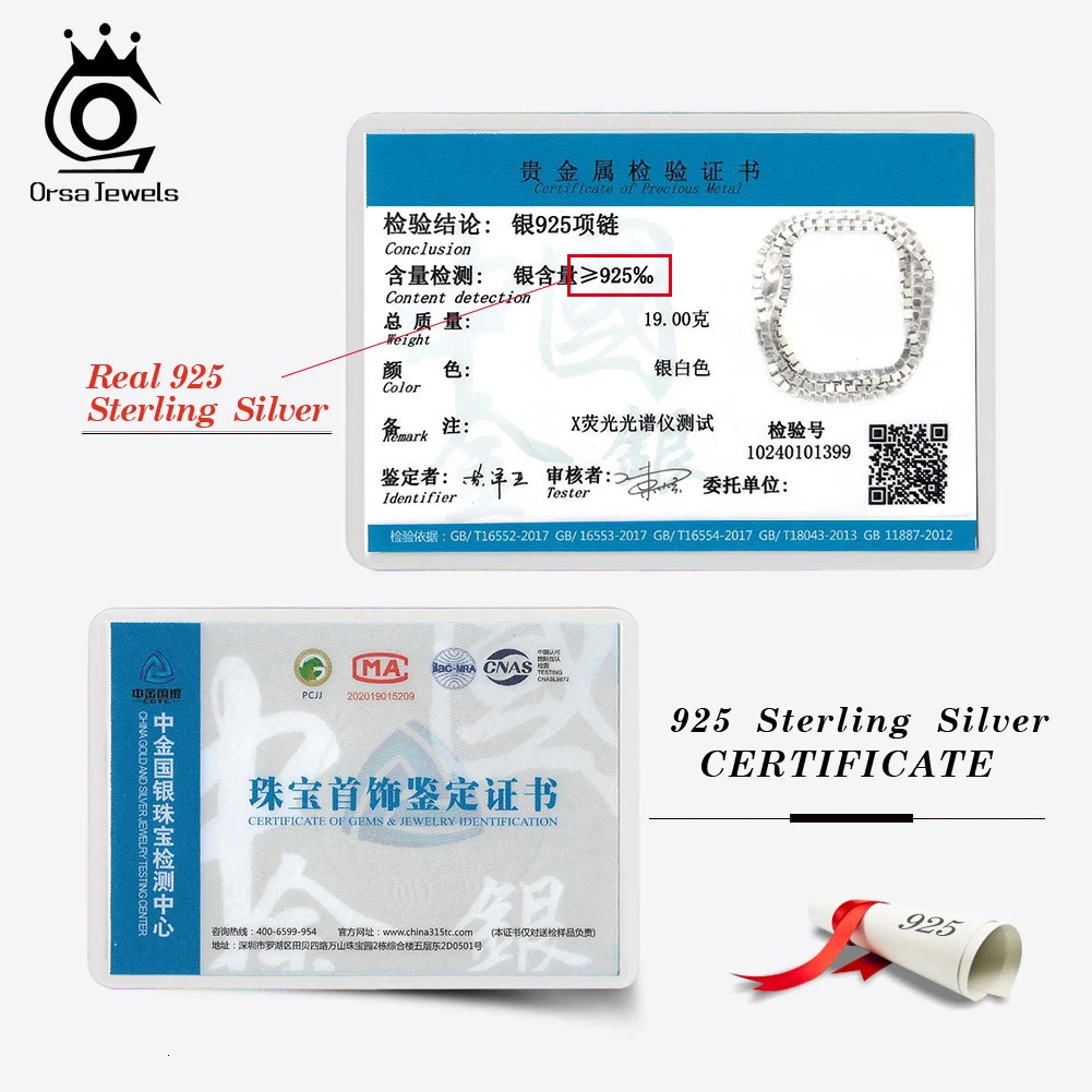 ORSA JEWELS Italian 100% 925 Sterling Silver 1mm 2mm m Box Chain Necklace Silver Color Box Link Chain Choker Necklaces SC32 250702