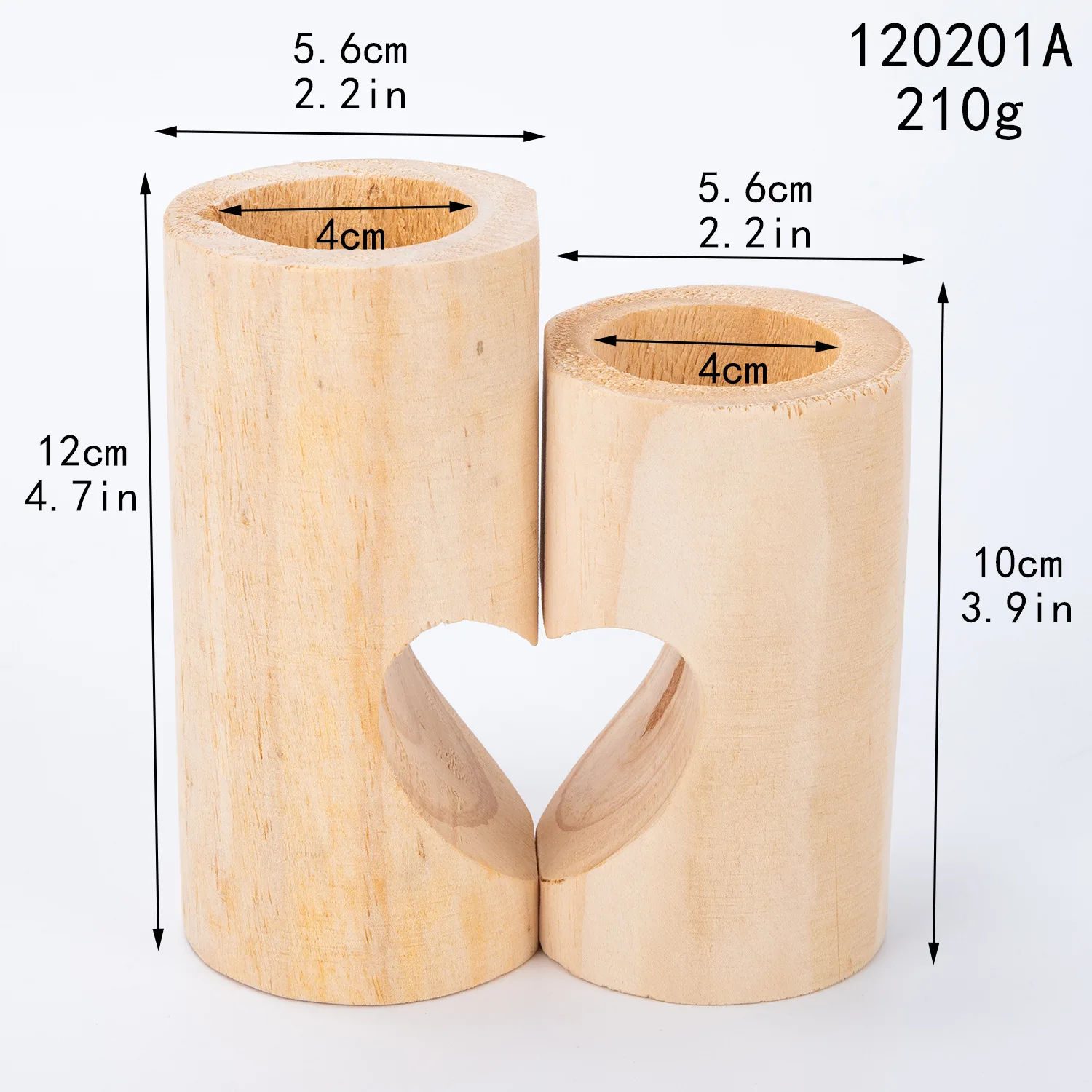 Tealight Holder, Wood Holders Table, Set of 2 Combined Heart Candle Stands for Home Decor Romantic Decoration H260310
